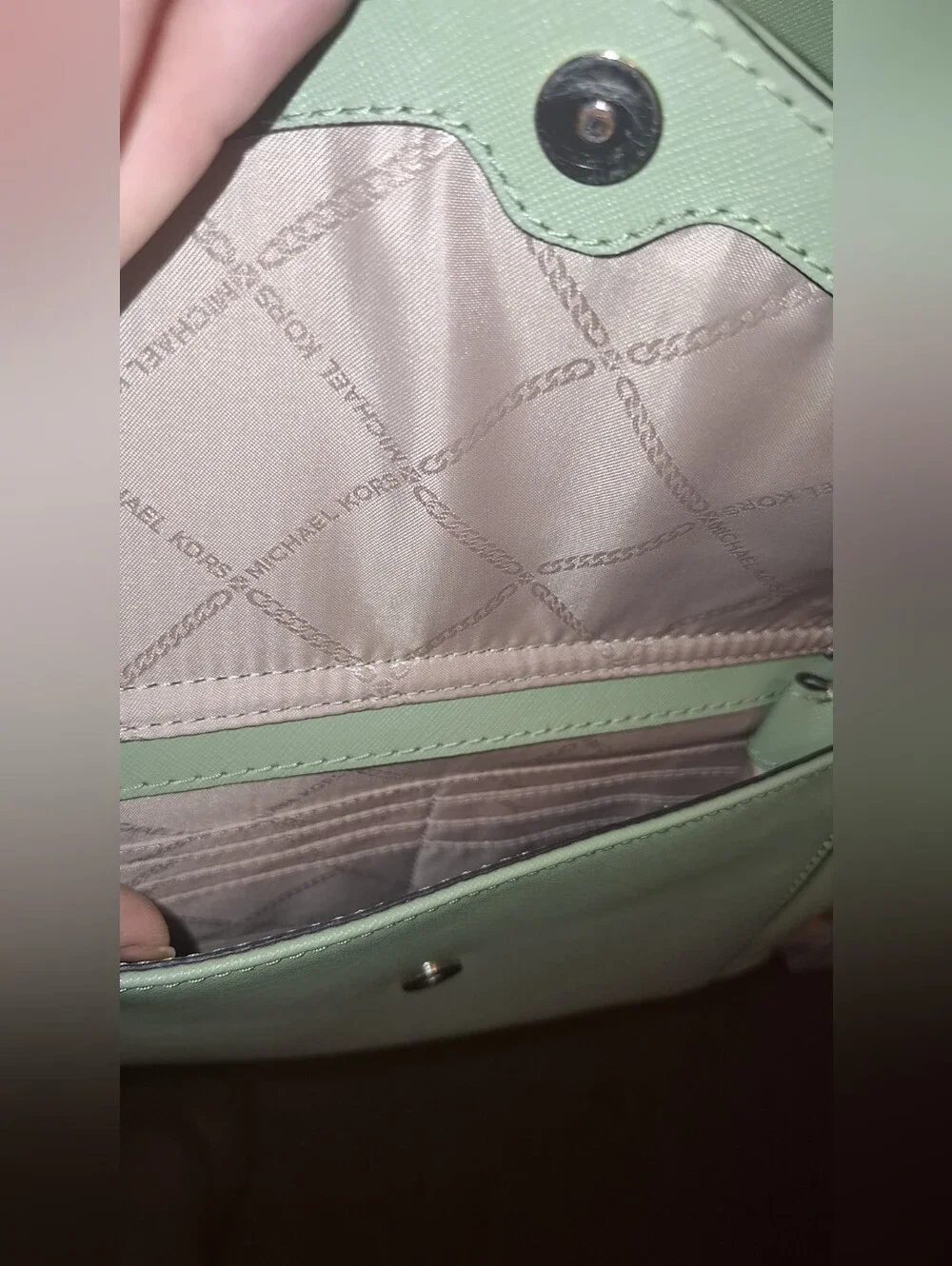 Michael Kors Mint Saffiano Leather Tote with Front Pocket